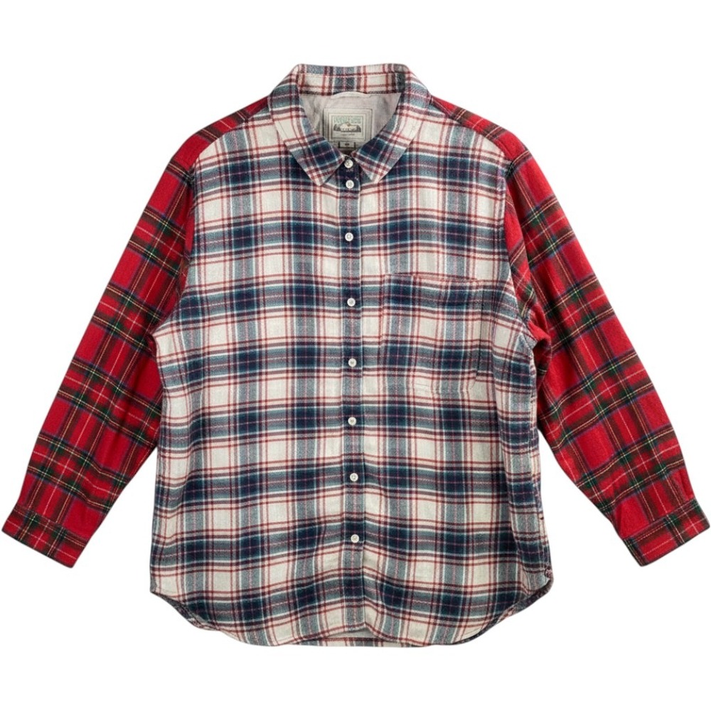 American Eagle Flannel Shirt Womens Large Colorblock Plaid Grunge Oversized 90s